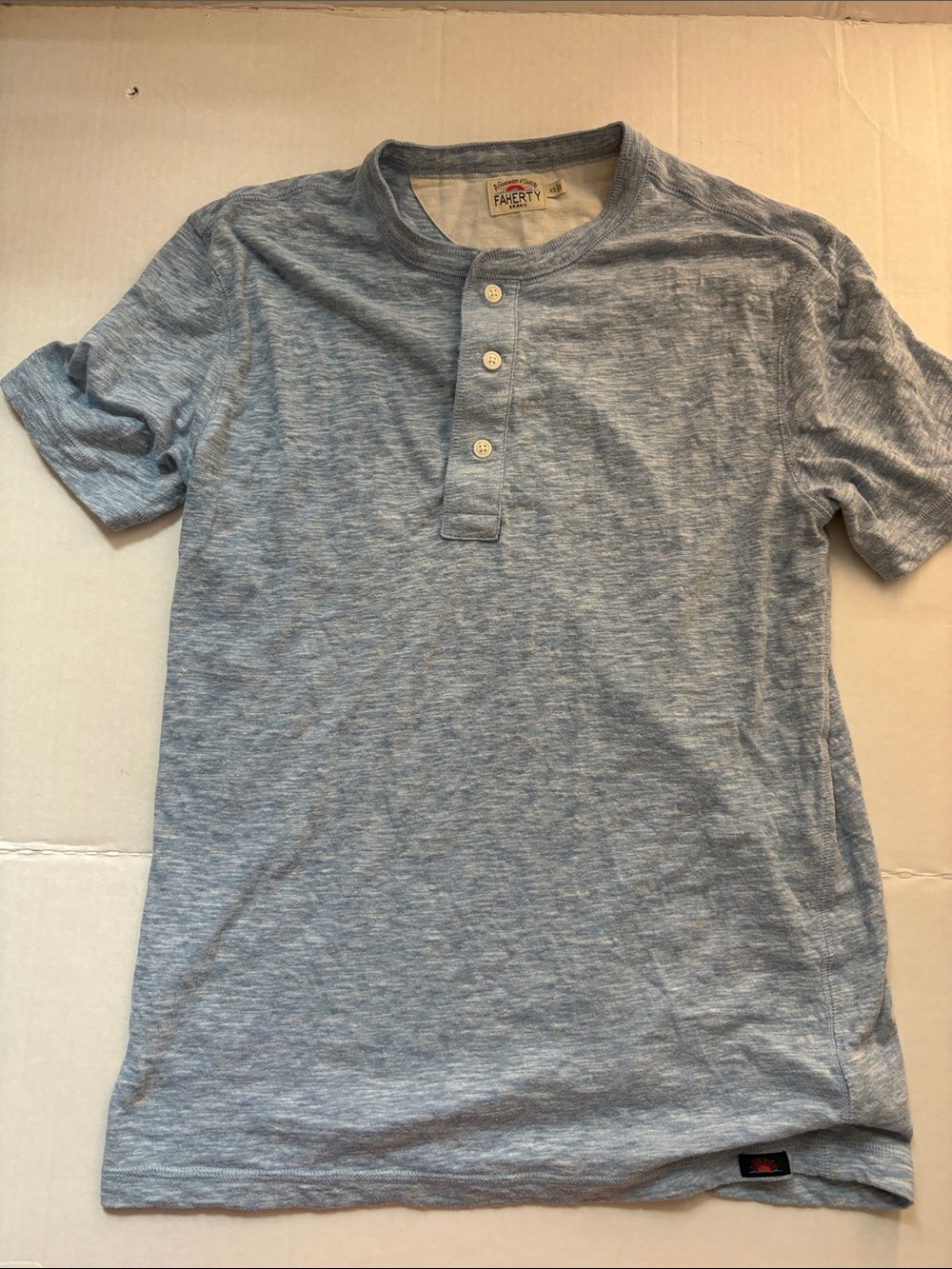 Faherty Short Sleeve Tee in Light Blue